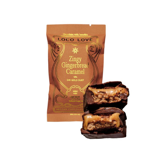 Loco Love zingy gingerbread caramel single, featured in the Joy Wholefoods online store.