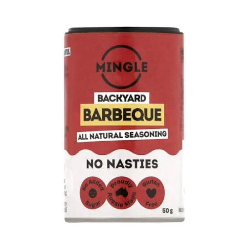Mingle Backyard BBQ Seasoning 50gm, featured in the Joy Wholefoods online store.