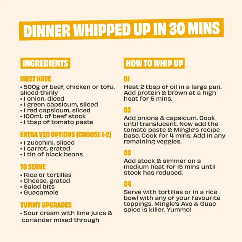 Mingle Recipe Base Mexican Fajita, featured in the Joy Wholefoods online store.