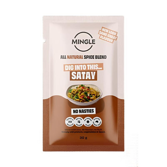 Mingle Recipe Base Satay 30gm, featured in the Joy Wholefoods online store.