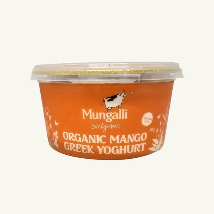 Mungalli Creek Dairy BioDynamic Organic Yoghurt Greek Mixed Mango 375gm, featured in the Joy Wholefoods online store.