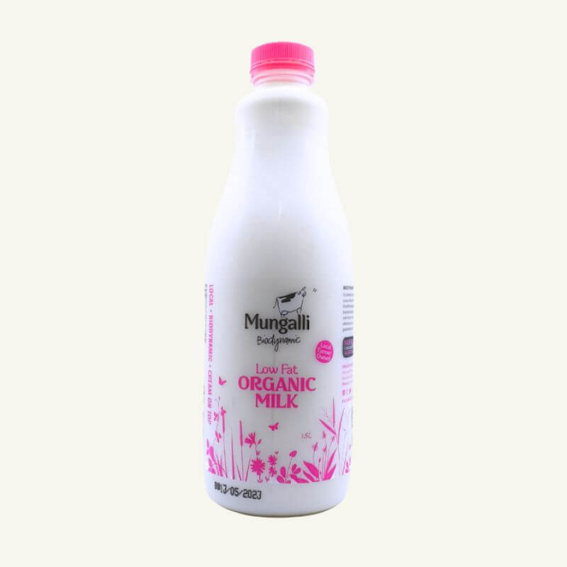 Mungalli Creek Dairy Biodynamic Organic Milk Low Fat 1.5L, featured in the Joy Wholefoods online store.