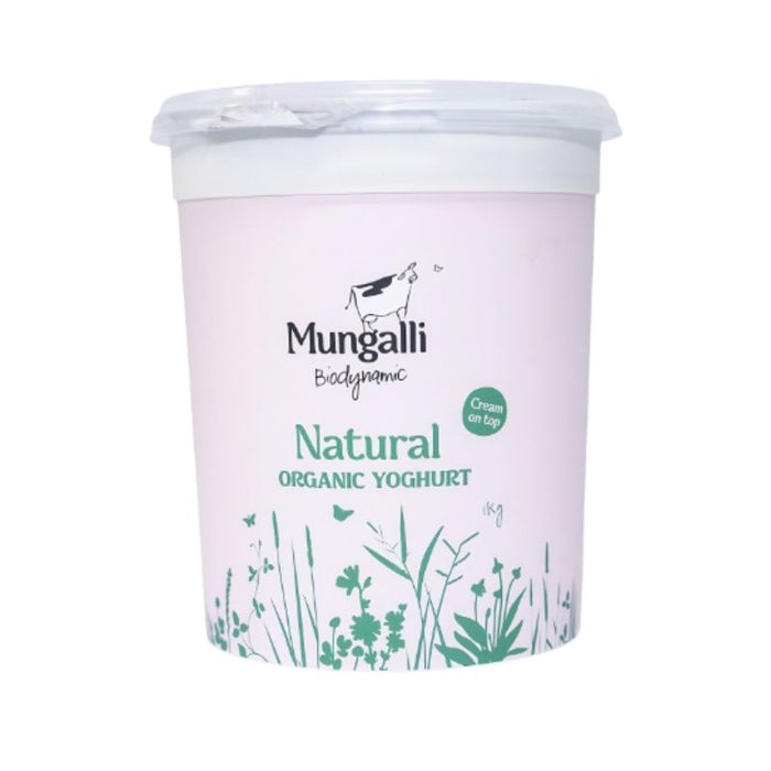 Mungalli organic yogurt container on a white background