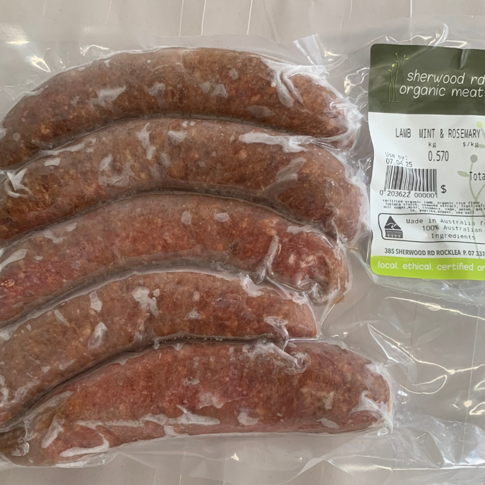 Organic Lamb Sausages Sherwood Rd Delivery, featured in the Joy Wholefoods online store.