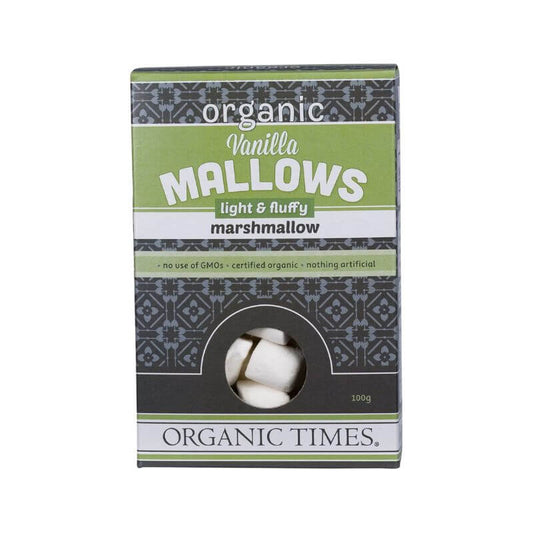 Organic Times Vanilla Marshmallows 100gm, featured in the Joy Wholefoods online store.