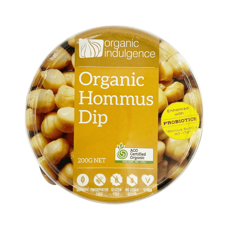 OrganicIndulgenceHommus200gm, featured in the Joy Wholefoods online store.