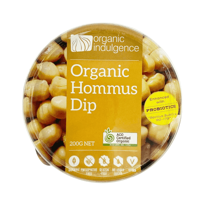 OrganicIndulgenceHommus200gm, featured in the Joy Wholefoods online store.