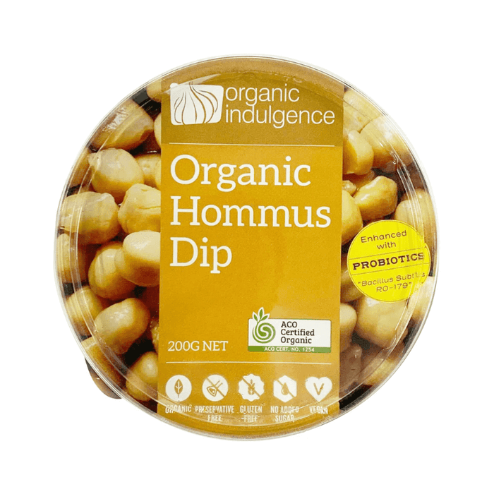 OrganicIndulgenceHommus200gm, featured in the Joy Wholefoods online store.