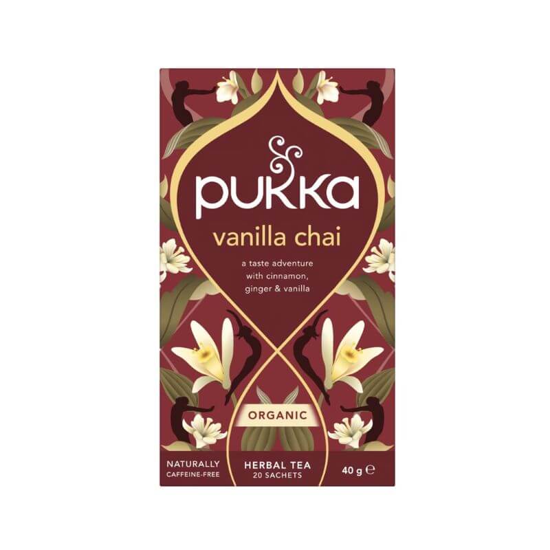 Pukka Herbs Organic Vanilla Chai Tea 20 pack, featured in the Joy Wholefoods online store.