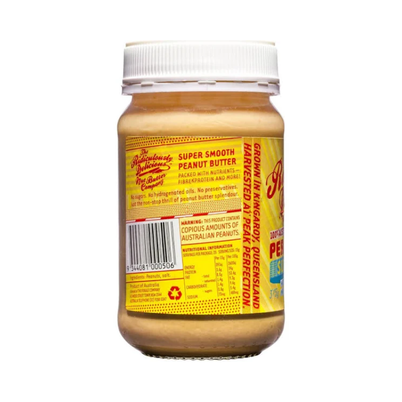 Ridiculous Delicious Peanut Butter Super Smooth 375gm, featured in the Joy Wholefoods online store.