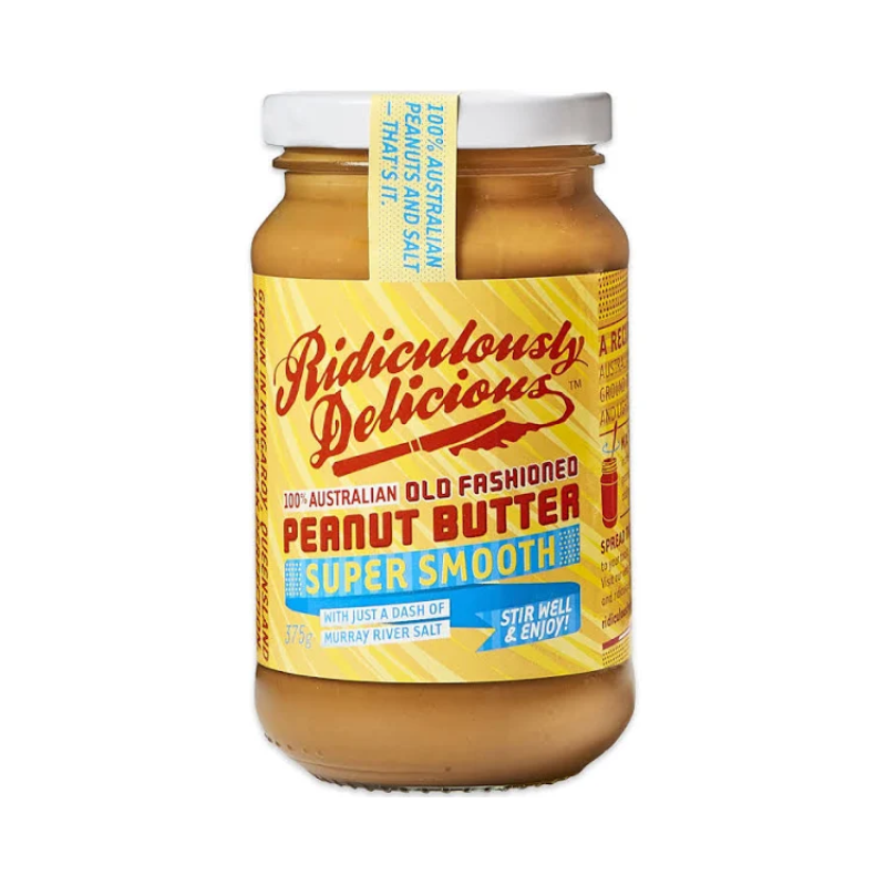 Ridiculous Delicious Peanut Butter Super Smooth 375gm, featured in the Joy Wholefoods online store.