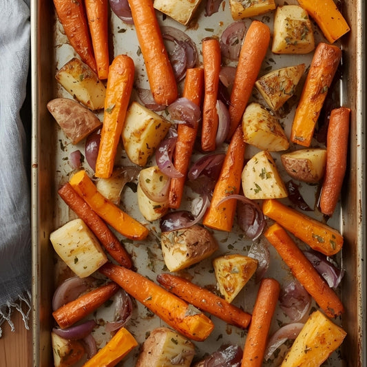 Roasted Root Vegetables, featured in the Joy Wholefoods online store.