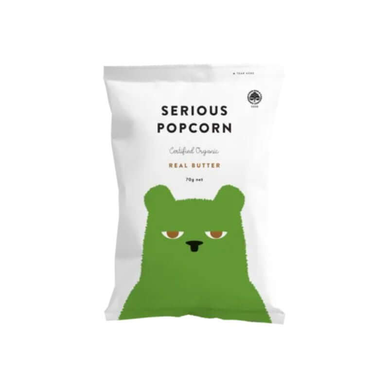 Serious Popcorn Real Butter 70gm, featured in the Joy Wholefoods online store.