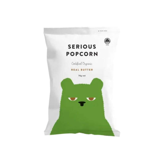 Serious Popcorn Real Butter 70gm, featured in the Joy Wholefoods online store.