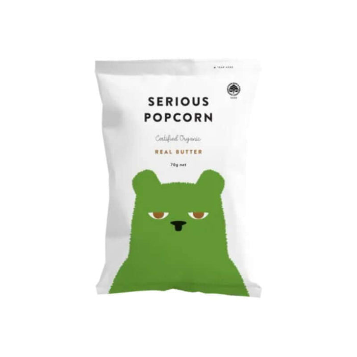 Serious Popcorn Real Butter 70gm, featured in the Joy Wholefoods online store.