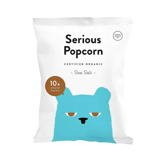 Serious Popcorn Sea Salt Multi Pack 10x 12gm, featured in the Joy Wholefoods online store.