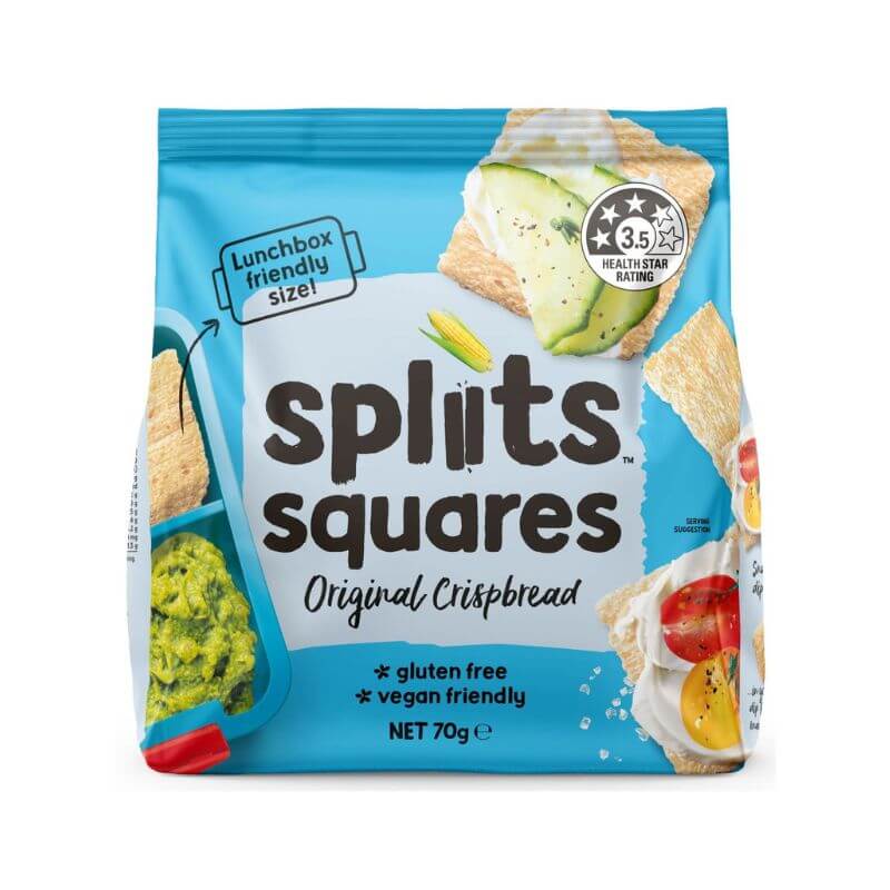 Spliits Crispbread Squares Original 70gm, featured in the Joy Wholefoods online store.