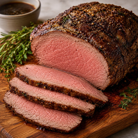 Topside roast being sliced 