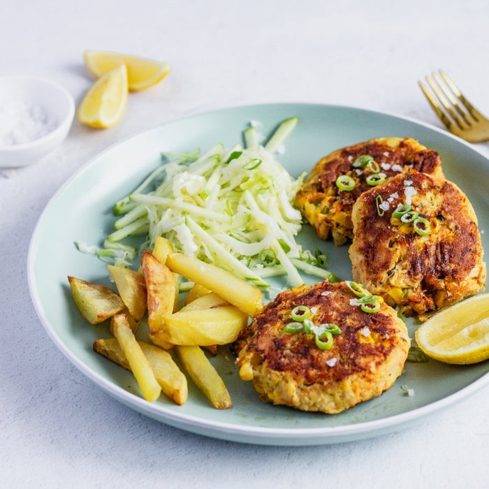 Tuna Patties with Crisp Apple Slaw, featured in the Joy Wholefoods online store.