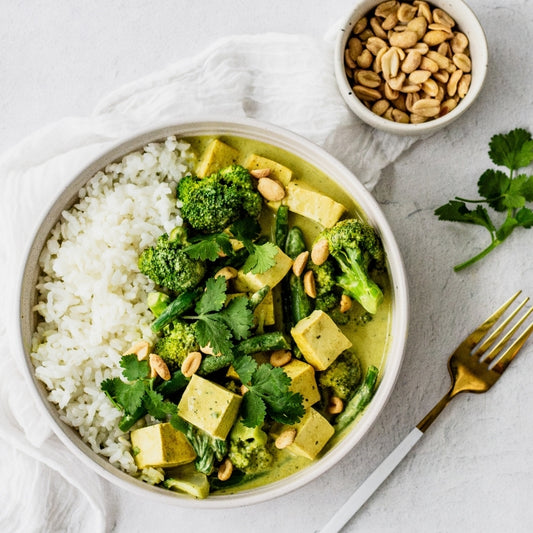 Vegetarian Green Curry, featured in the Joy Wholefoods online store.