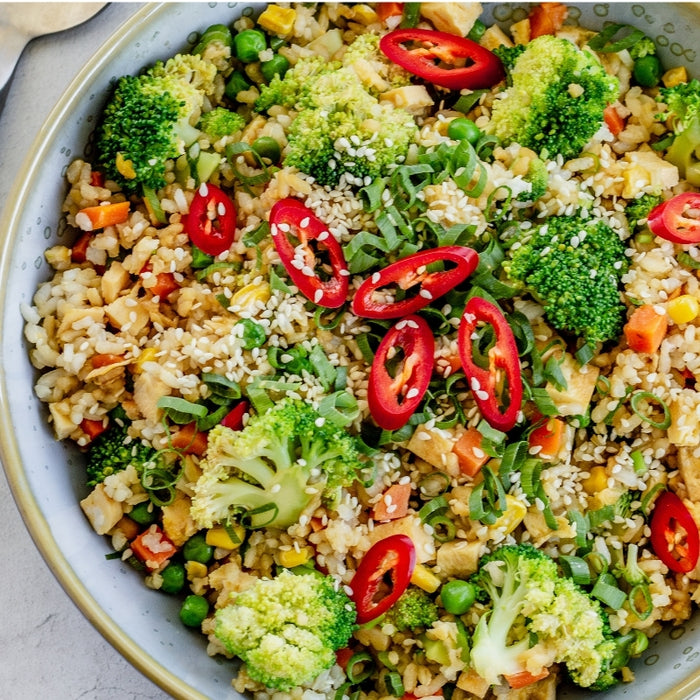 Veggie Loaded Bacon Fried Rice, featured in the Joy Wholefoods online store.