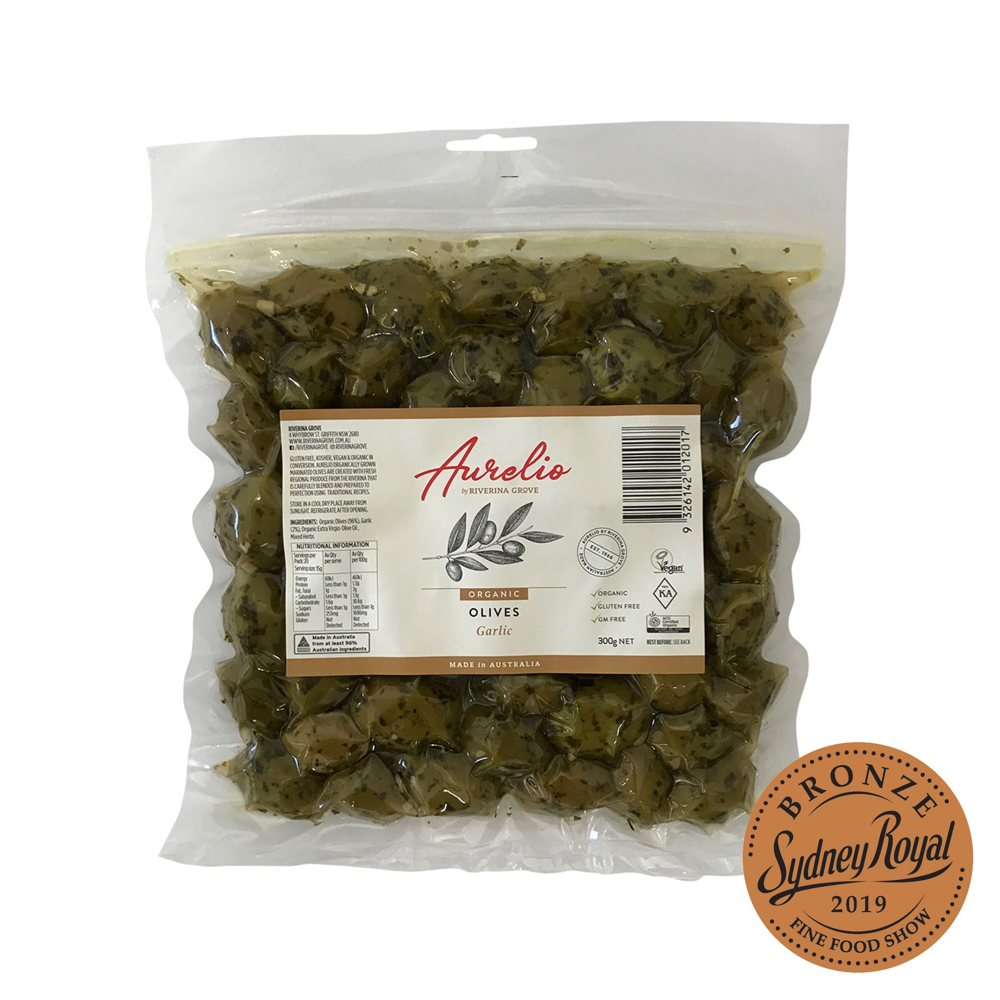 Aurelio organic garlic olives Brisbane and Gold Coast, featured in the Joy Wholefoods online store.