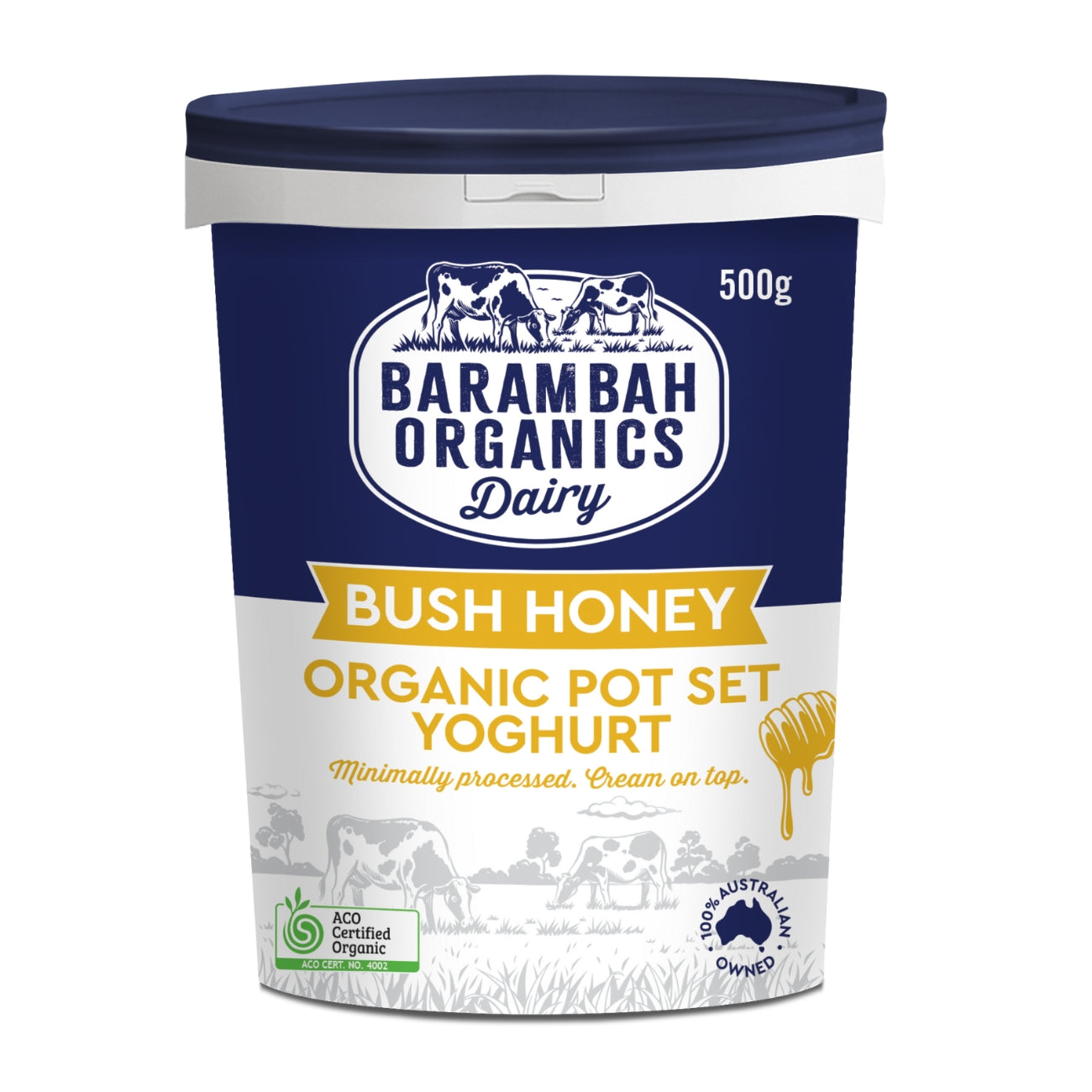 Barambah organics bush honey yoghurt 500gm, featured in the Joy Wholefoods online store.