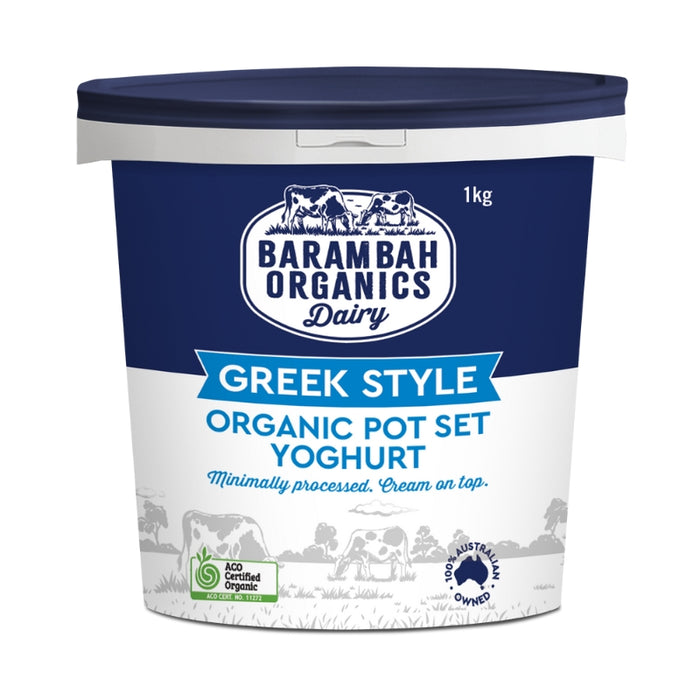 Barambah organics plain greek style yoghurt 1kg, featured in the Joy Wholefoods online store.