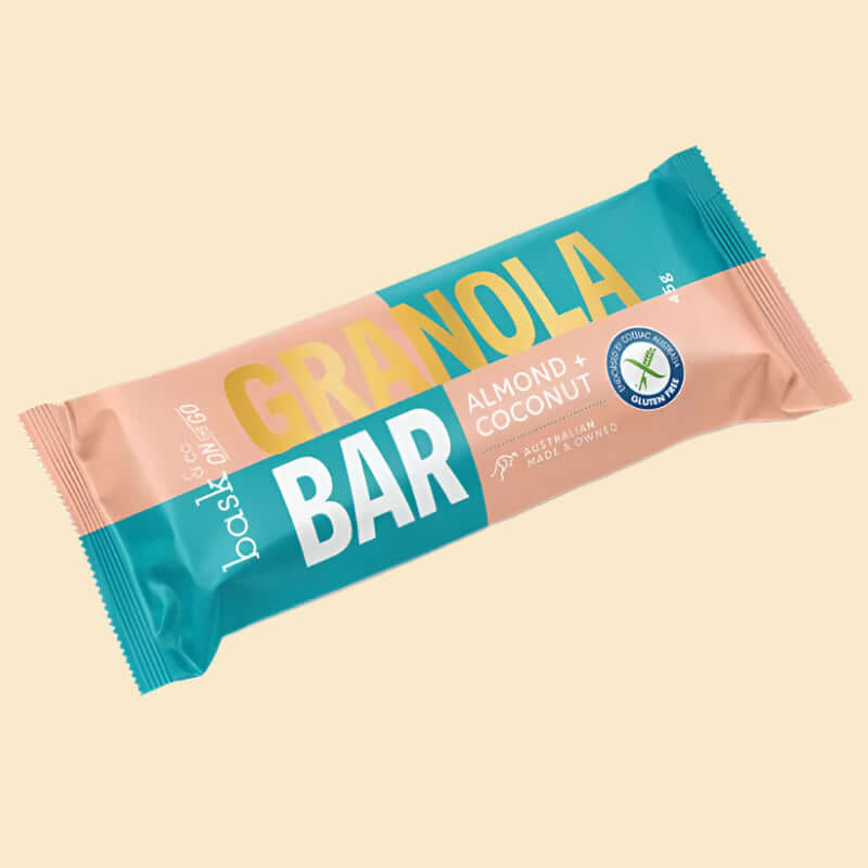 Bask and co gluten free granola bar almond coconut, featured in the Joy Wholefoods online store.