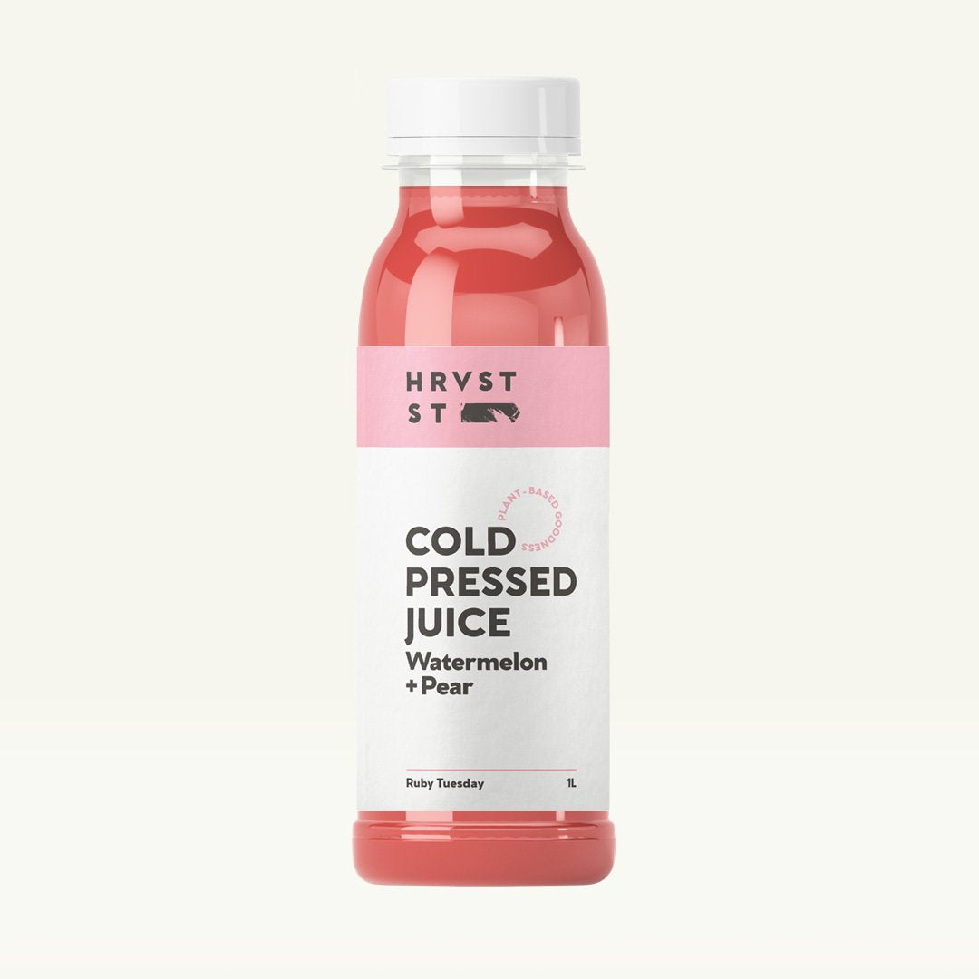 Hrvst st cold pressed juice ruby tuesday watermelon Brisbane, featured in the Joy Wholefoods online store.