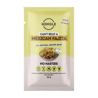 Mingle mexican fajita 35gm, featured in the Joy Wholefoods online store.