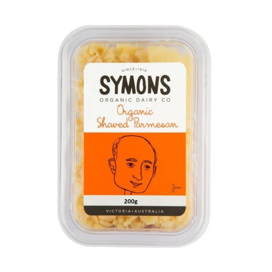box of organic shaved parmesan from symons organic dairy co