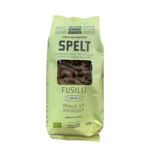 The stock merchant spelt spirals pasta 500gm, featured in the Joy Wholefoods online store.
