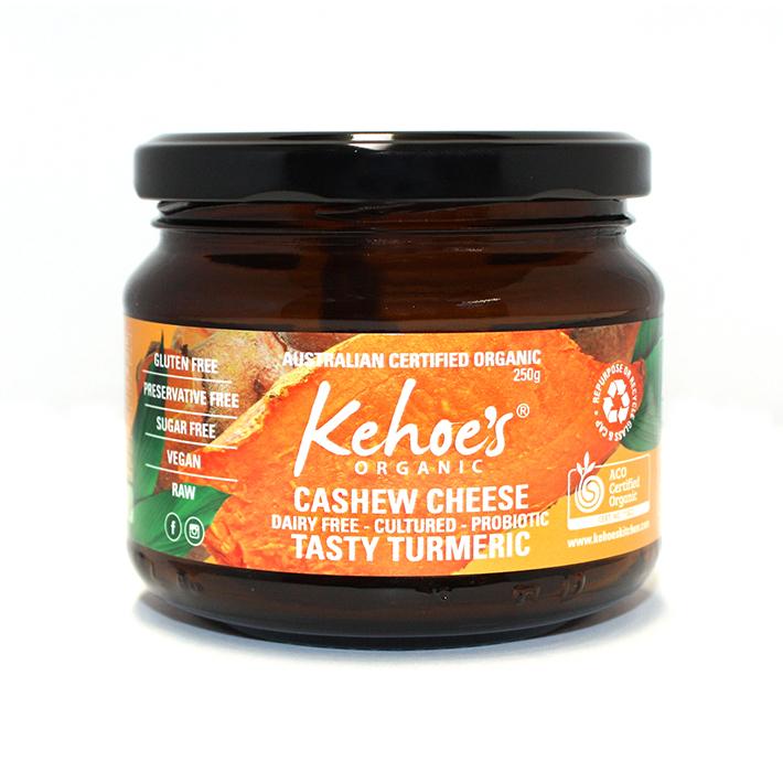 Kehoes kitchen cashew cheese turmeric vegan, available from Joy Wholefoods.