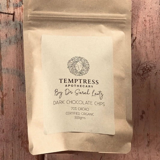 Temptree Apothecary Dark Chocolate Chips Organic Brisbane, from the Joy Wholefoods range.