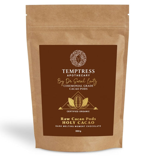 Temptress Apothecary Raw Cocoa Pods Ceremonial Grade Brisbane png, stocked at Joy Wholefoods, organic and spray free.