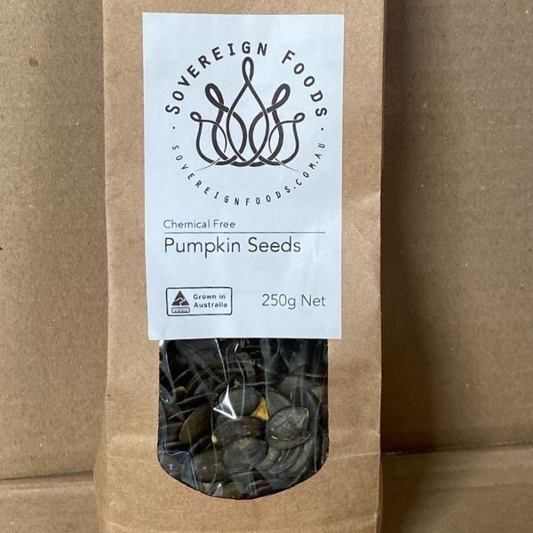 Organic pumpkin seeds local sovereignfoods, delivered fresh by Joy Wholefoods.