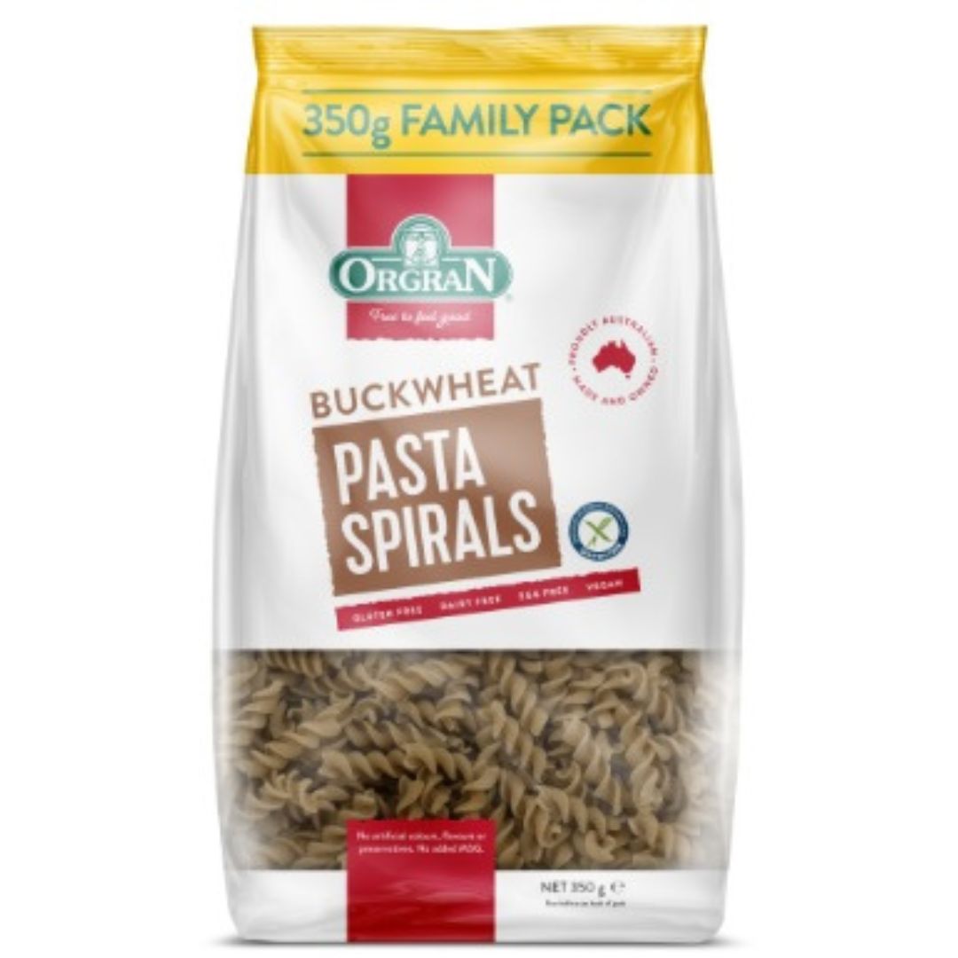 Orgran buckwheat pasta spirals Brisbane delivery, part of the Joy Wholefoods organic range.