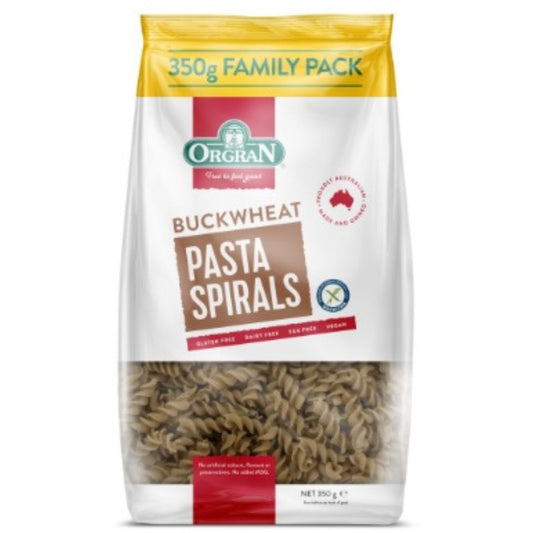 Orgran buckwheat pasta spirals Brisbane delivery, part of the Joy Wholefoods organic range.